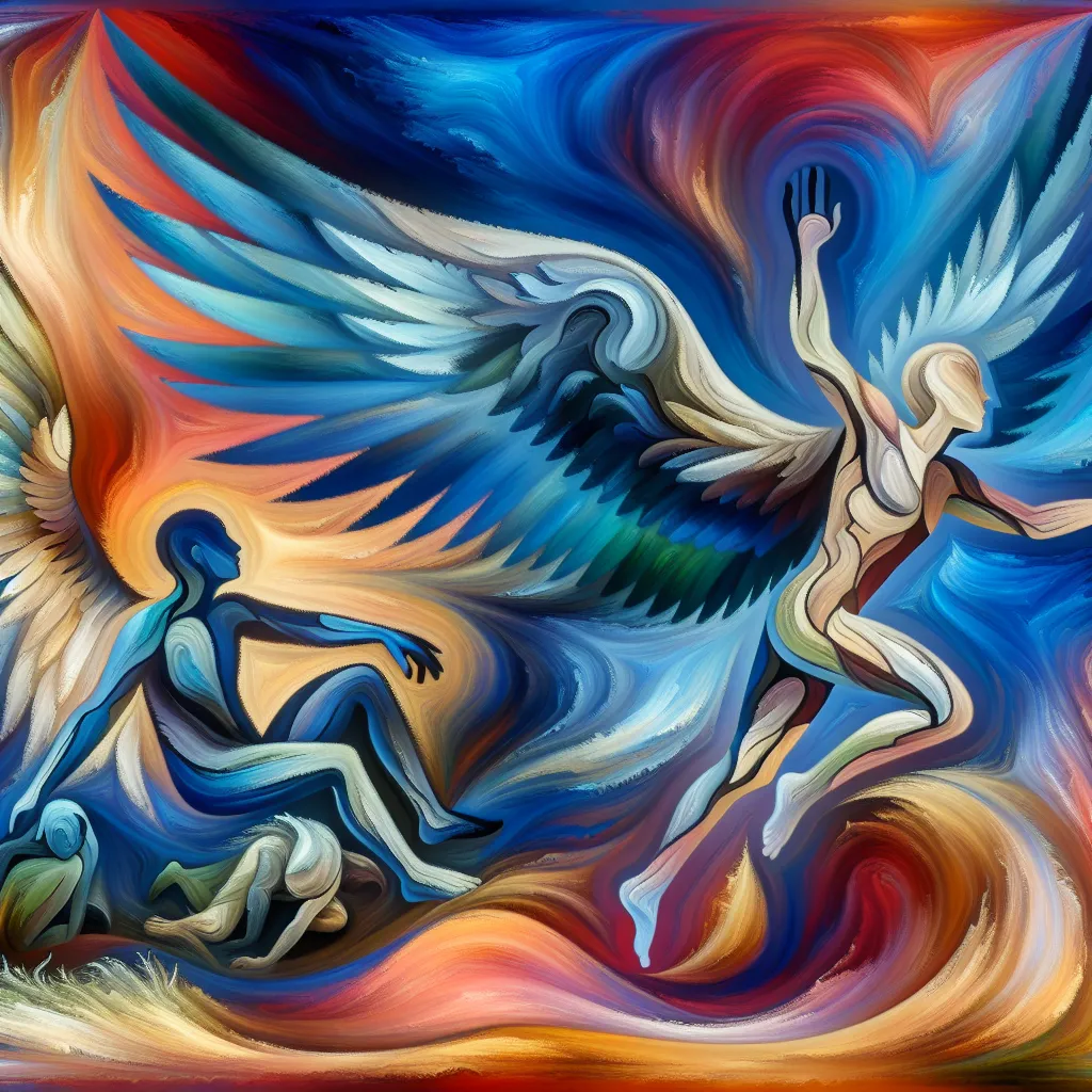 Transformation, Lucifer, Hazbin, Identity, Son in an abstract style