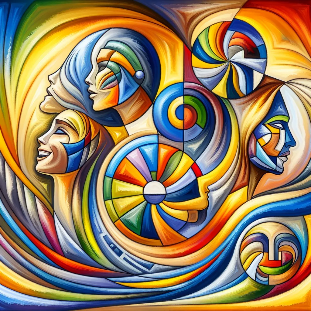 Bart, Lisa, Switch, Trouble, Adventure in an abstract style