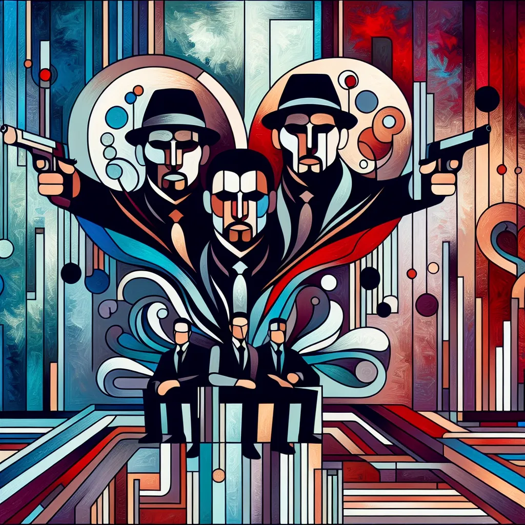 Hermanos, Amor, Mafia, Conflicto, Traición in an abstract style