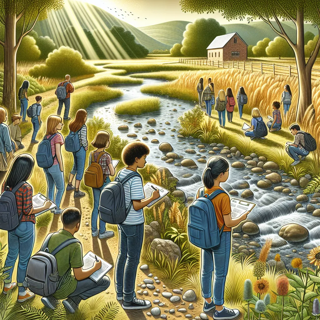 ### Topics: 
1. EARTH SCIENCE
2. BIOLOGY
3. ENVIRONMENTAL SCIENCE

### Scenario:
Learners will explore a rural environment where they can identify and differentiate between natural and man-made features. They'll be guided on a field trip to observe landscapes, trees, rivers, and buildings, stimulating discussions on how these elements interact. 

### Materials:
- **Natural Features**: Leaves, rocks, soil samples, water from a stream
- **Man-Made Features**: Plastic bottles, construction material