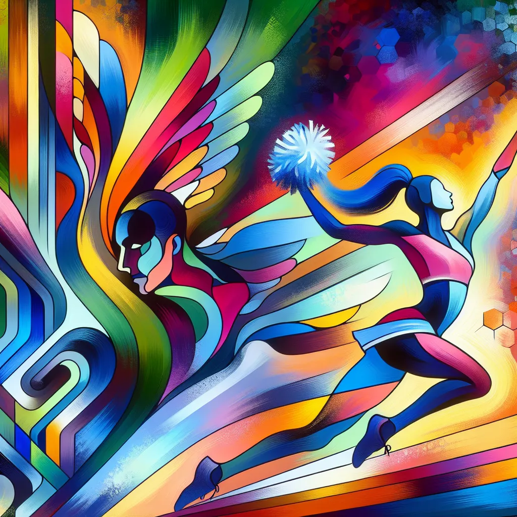 Athlete, Portrait, Cheerleading, Transformation, Determination in an abstract style