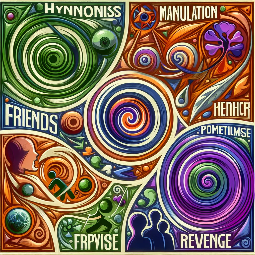 Hypnosis, Prank, Friends, Episode, Revenge in an abstract style