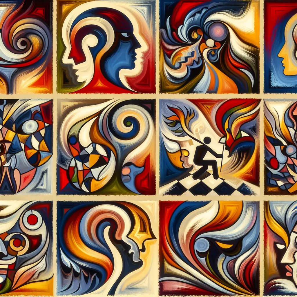 1. Dramatiese ironie
2. Stereotiepe karakters
3. Innerlike konflik
4. Vals
5. Plotstrukture in an abstract style