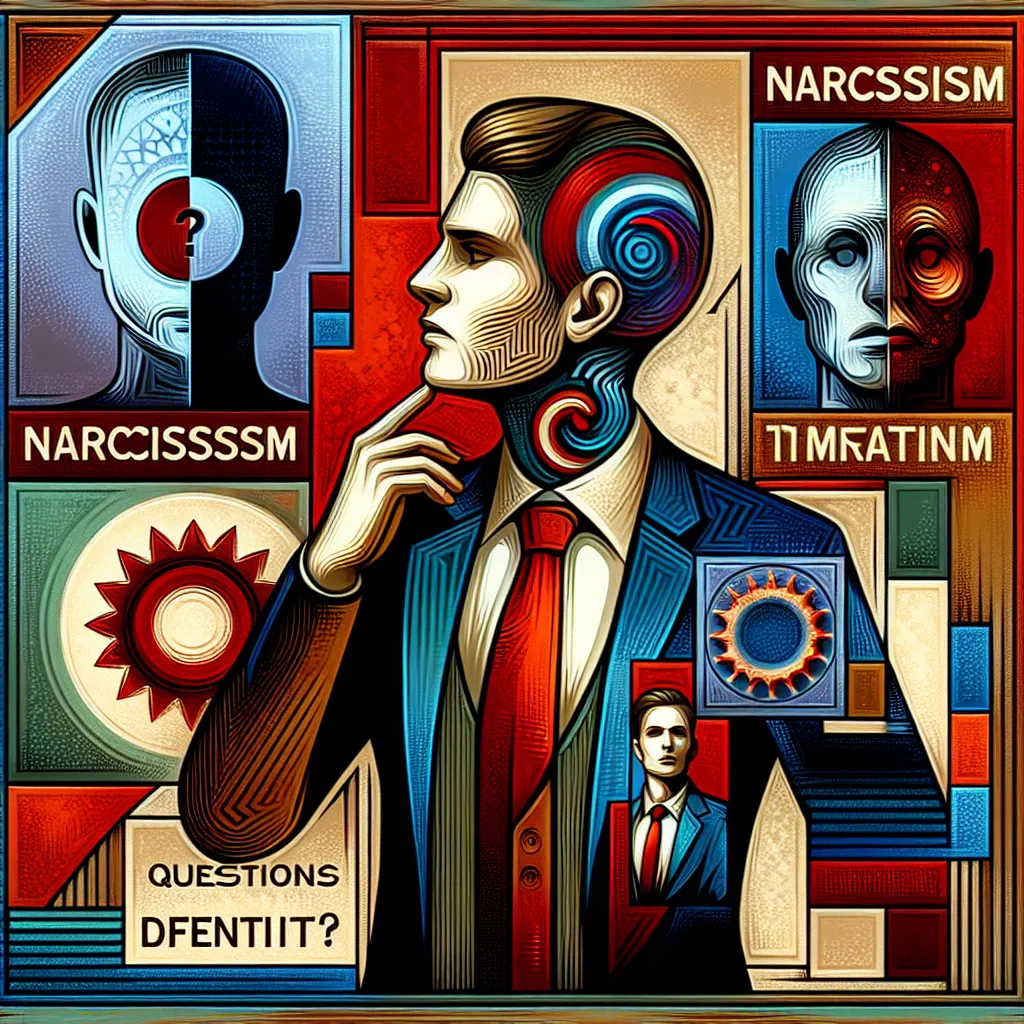 CEO, Narcisismo, Relación, Identidad, Confrontación in an abstract style