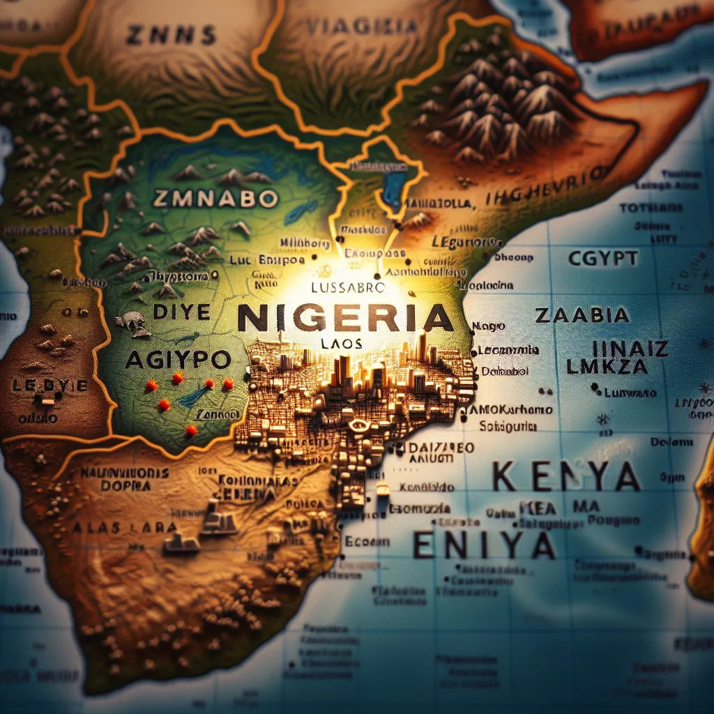 Map highlighting Nigeria for Lagos, Egypt for Cairo, Zambia for Lusaka, and Kenya for Nairobi.