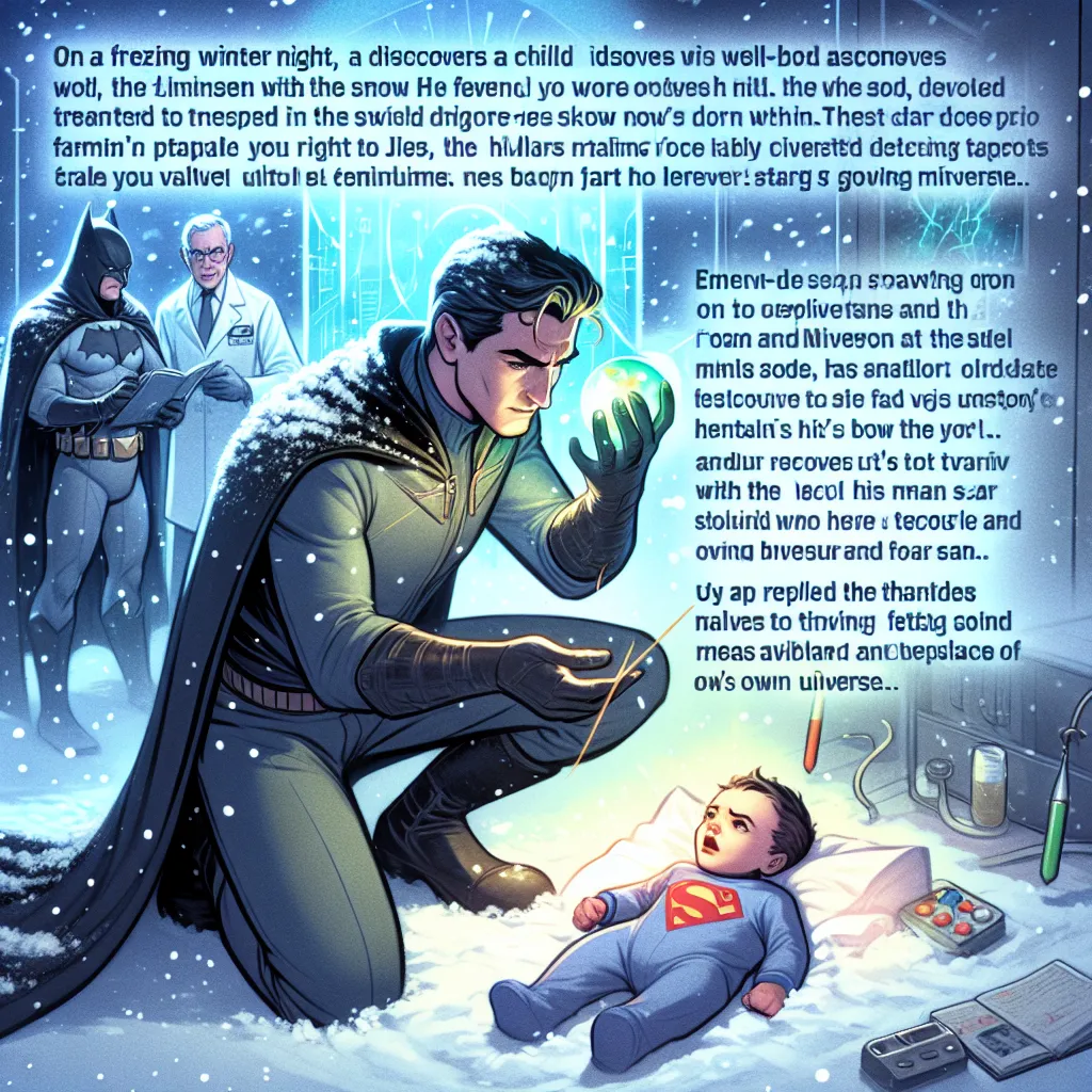 En una gélida noche de invierno, Clark Kent, conocido por sus hazañas como Superman, descubre a un pequeño recién nacido abandonado entre la nieve. Conmovido por su vulnerabilidad, decide adoptarlo y criarlo con amor. A medida que el niño crece, desarrolla un fuerte vínculo con su padre, quien le enseña los valores de la bondad y la justicia.

Sin embargo, un día, un experimento científico en el laboratorio del joven sale mal y lo transporta a un universo paralelo. Allí se encuentra con Ultraman