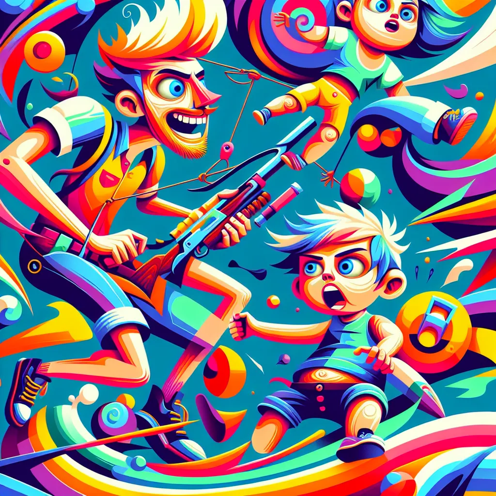 Story, Bart, Diaper, Maggy, Adventure in an abstract style
