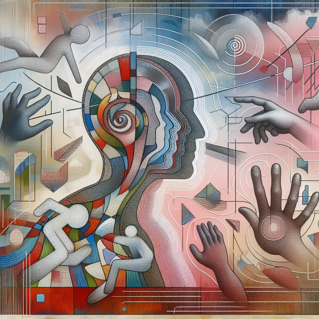 Transformation, Fizzarolli, Amnesia, Identity, Hell in an abstract style