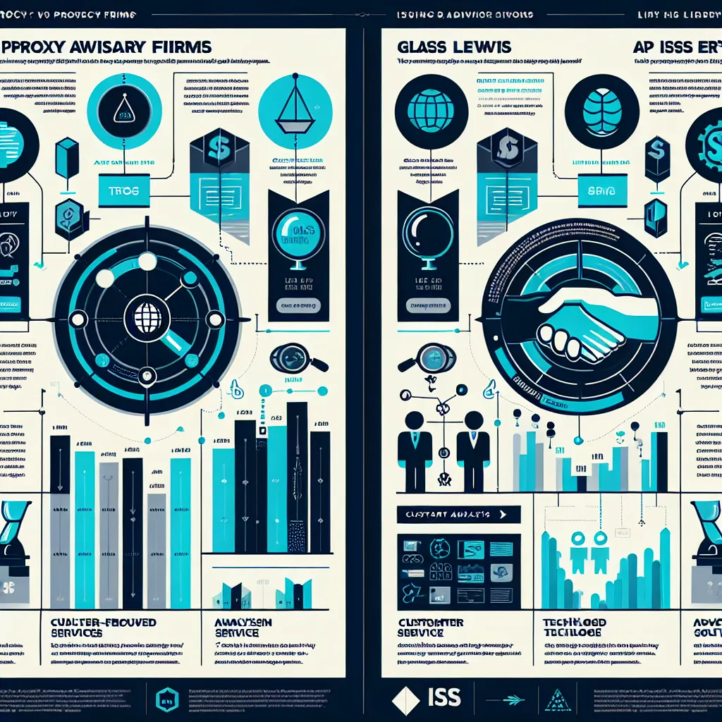 Infographic comparing Glass Lewis and ISS, highlighting key benefits like analysis depth, client service, and technology use.