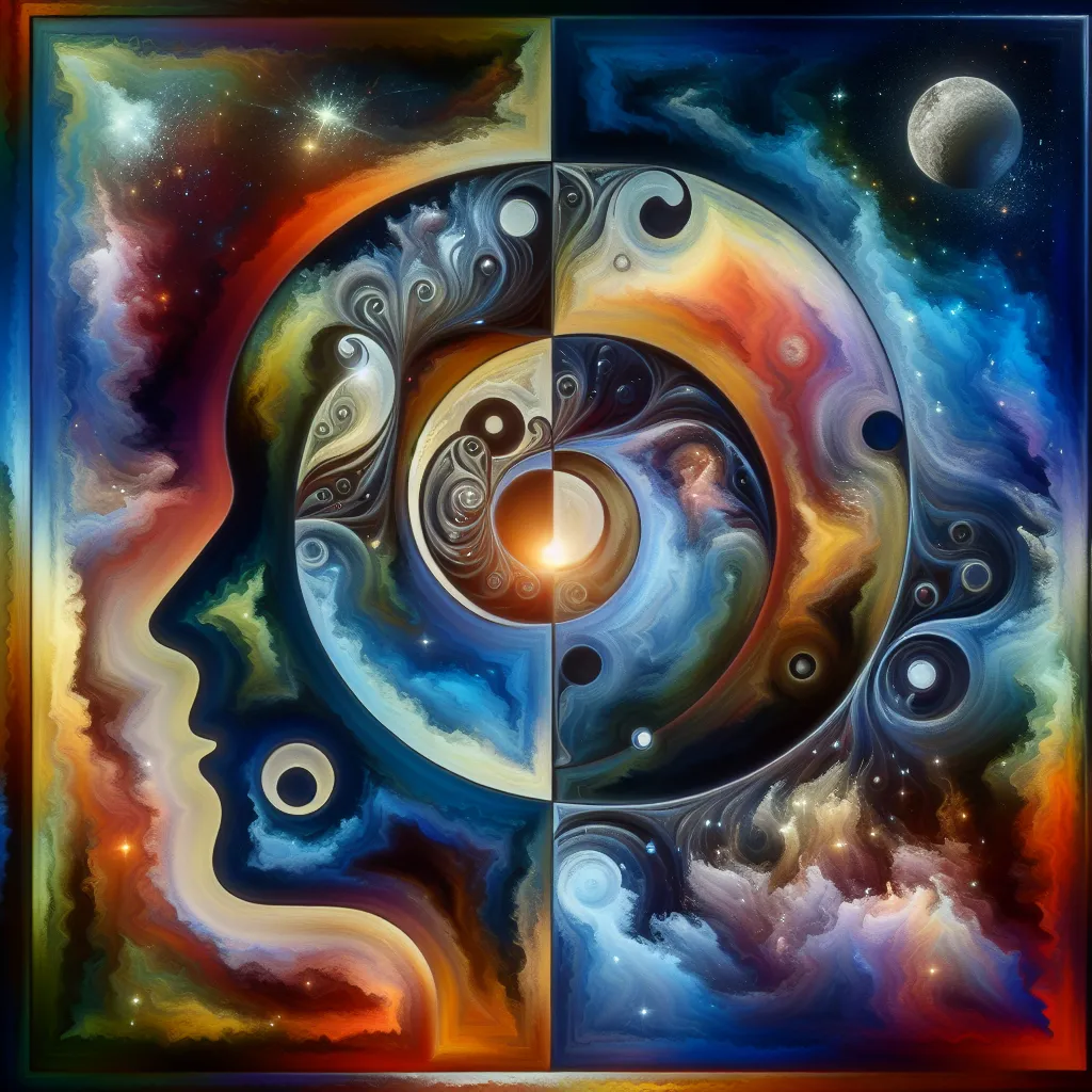 Transformation, Lucifer, Hazbin, Identity, Immortality in an abstract style