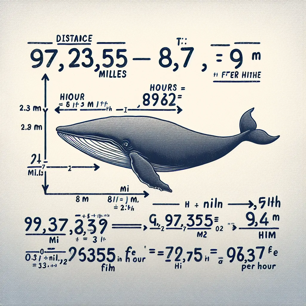 To find the average speed of the blue whale calf in feet per hour, we can follow these steps:

1. **Convert the distance from miles to feet**:
   - 1 mile = 5280 feet
   - Distance in feet = 228 miles * 5280 feet/mile = 1,204,224 feet

2. **Convert the time from hours and minutes to hours**:
   - 12 hours and 22 minutes = 12 + (22/60) hours = 12.3667 hours (approximately)

3. **Calculate the average speed**:
   - Average speed = Distance / Time
   - Average speed = 1,204,224 feet / 12.3667 hours