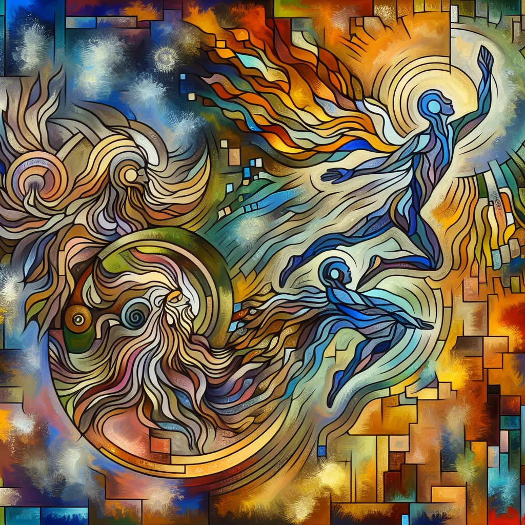 Transformation, Lucifer, Hazbin, Story, Identity in an abstract style