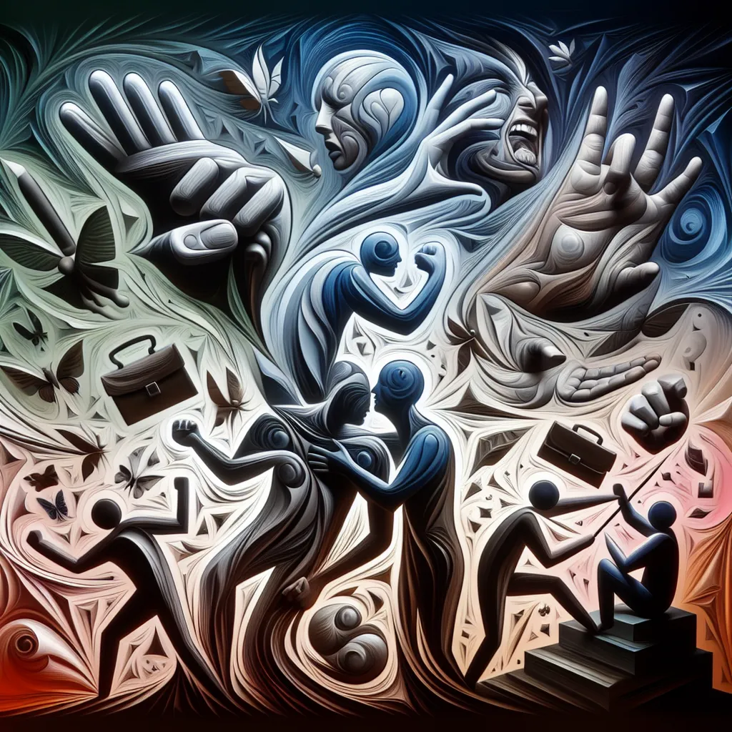 Historia, Bullying, Relación, Perdón, Venganza in an abstract style