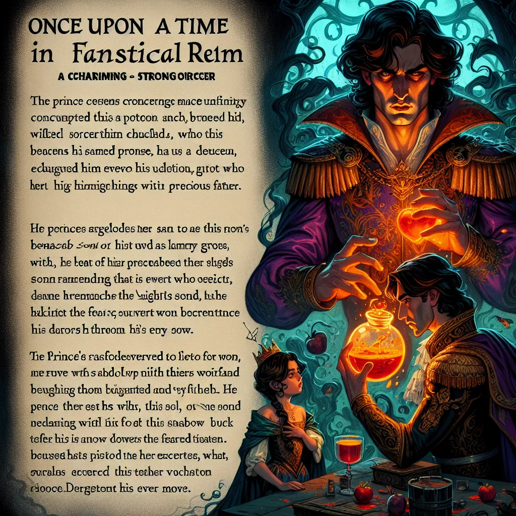 Once upon a time in a fantastical realm, David Nolan, the charming and strong Prince Charming, unwittingly consumed a potion brewed by Zelina, the wicked witch of the West from Oz. This potion transformed him into a cruel, self-absorbed sorcerer, wiping away his memories of his beloved wife, Mary Margaret, and their daughter, Emma Swan. 

Now believing them to be his enemies who stole away his precious son, Henry—who, in his twisted reality, was not his grandson but his child—David's heart becam