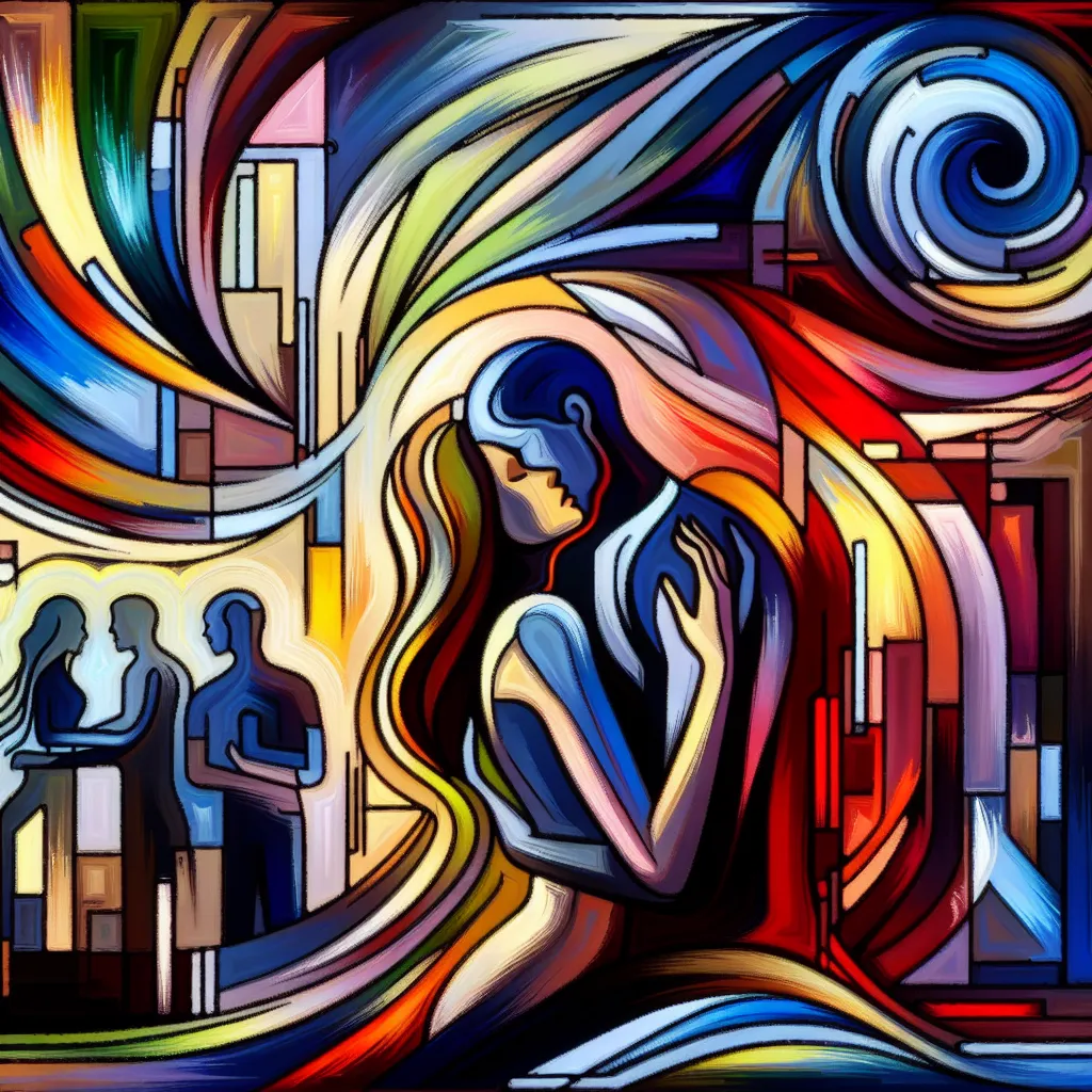 Telenovela, Amor, Conflicto, Villano, Pasión in an abstract style