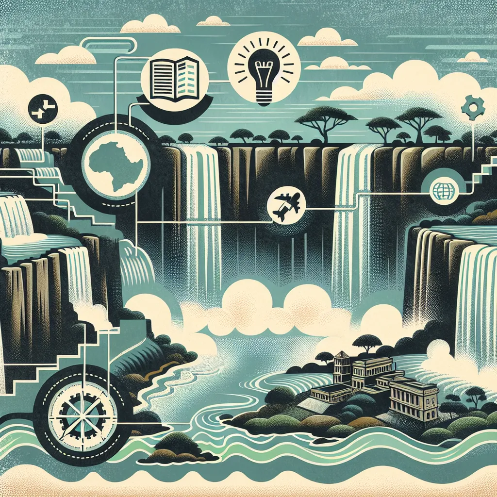 Victoria Falls, Tourism, Planning, Steps, Organization in an abstract style
