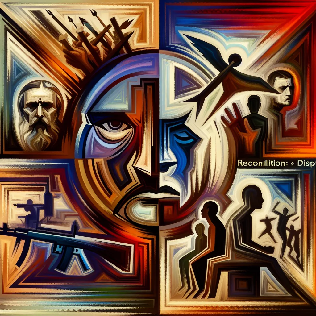 Historia, Narcisista, Reconciliación, Desesperación, Violencia in an abstract style