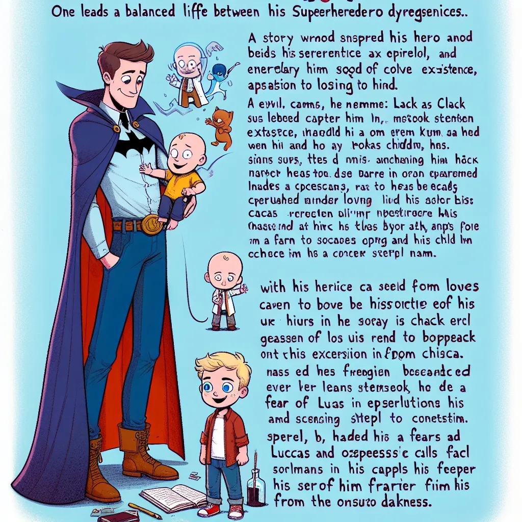 Claro, aquí tienes una historia basada en tu idea:

---

**Título: La sombra del poder**

Clack Kent, conocido por todos como Superman, llevaba una vida tranquila, manteniendo el equilibrio entre su identidad heroica y su vida diaria. Un día, al abrir la puerta de su hogar, encontró un pequeño bultito envuelto en mantas. Al acercarse, vio que era un bebé recién nacido, con una mirada inocente y vulnerable. Sin dudarlo, Clack decidió adoptarlo y nombrarlo Lucas, brindándole un hogar lleno de amor