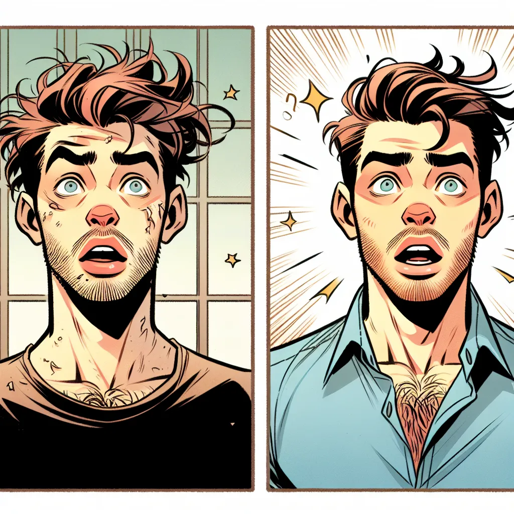 Imagen de un cómic mostrando a Stiles y Jackson mirándose sorprendidos al descubrir que han intercambiado cuerpos.