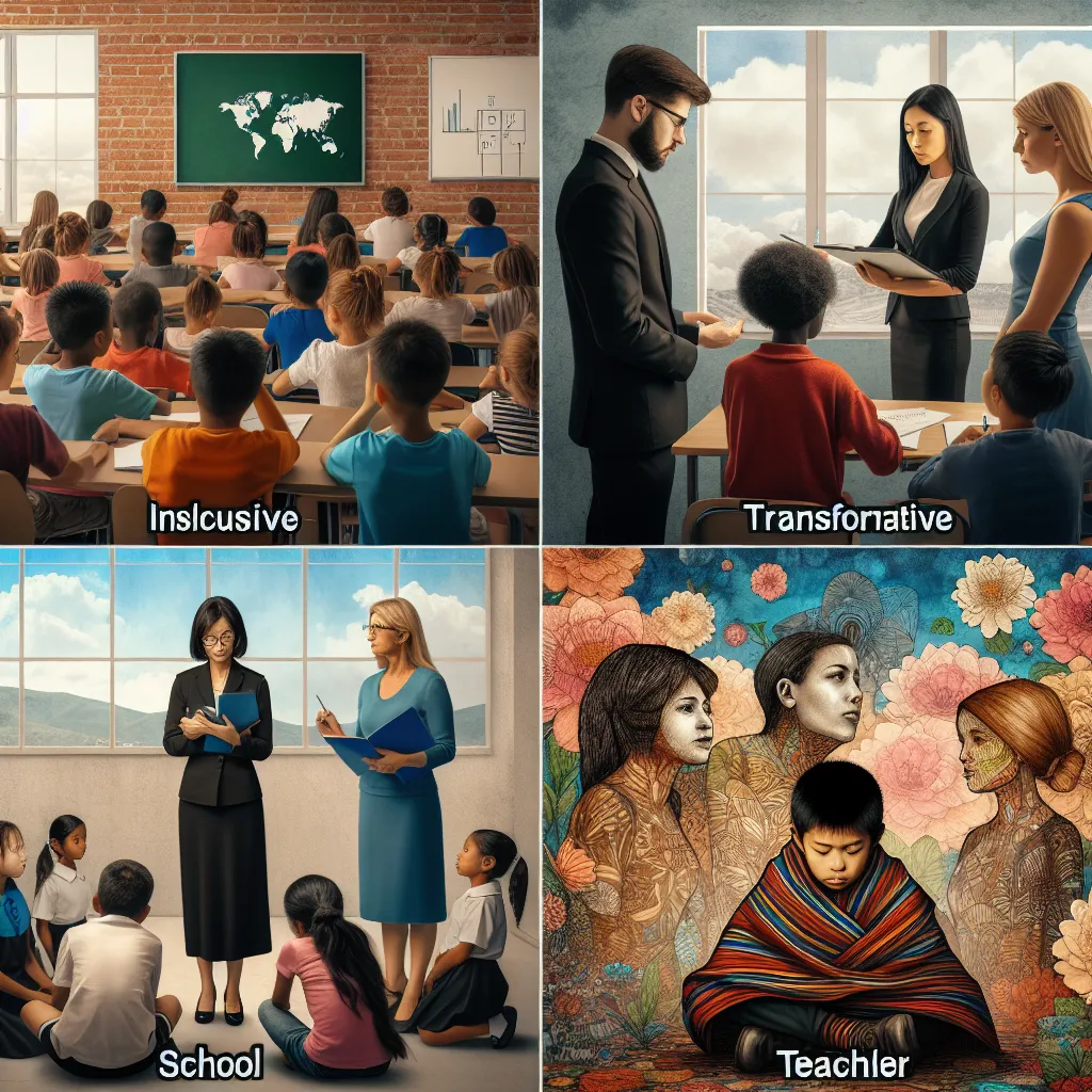 Sure! Here’s a concise description and responses based on each question:

### QUESTION 1
1.1 **Inclusive Education:** An educational approach that accommodates all students, regardless of their backgrounds or abilities, ensuring everyone has equal access to learning opportunities.
  
1.2 **A Transformative Teacher:** An educator who inspires change in students' lives through innovative teaching practices, fostering critical thinking and personal growth.

1.3 **Special School:** An institution sp