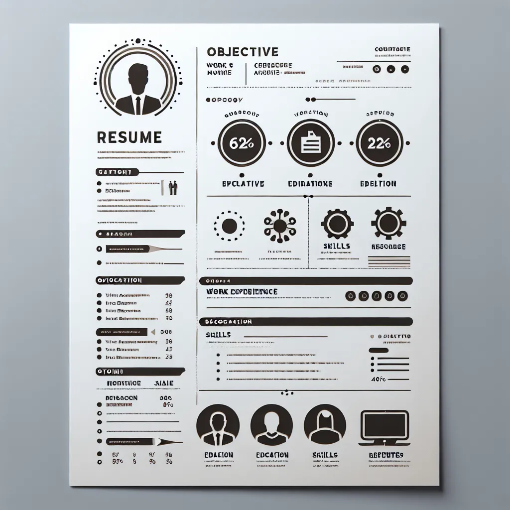 Image of a neatly formatted professional resume template featuring sections for contact information, objective, work experience, education, skills, and references, set against a clean, modern background.