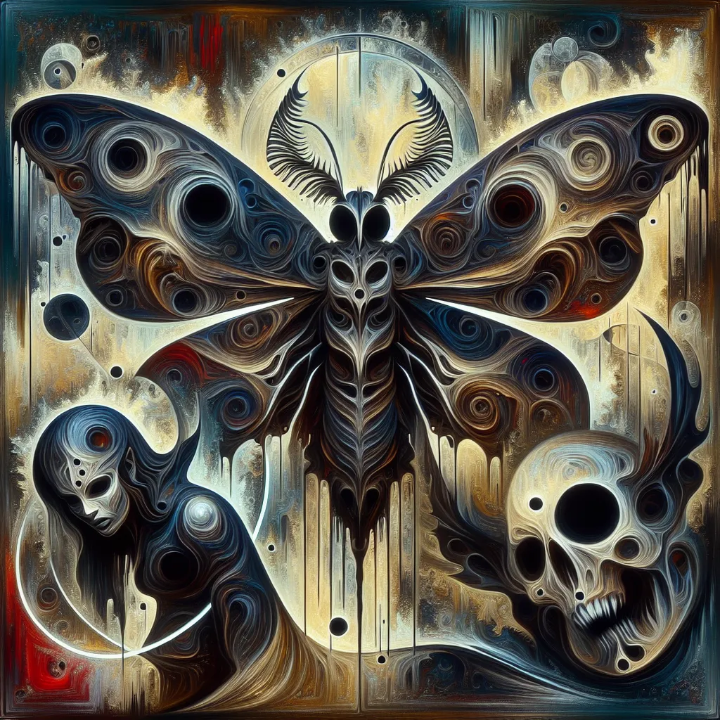 Dark Moth, Gabriel, Nightmare, Underworld, Adrien in an abstract style