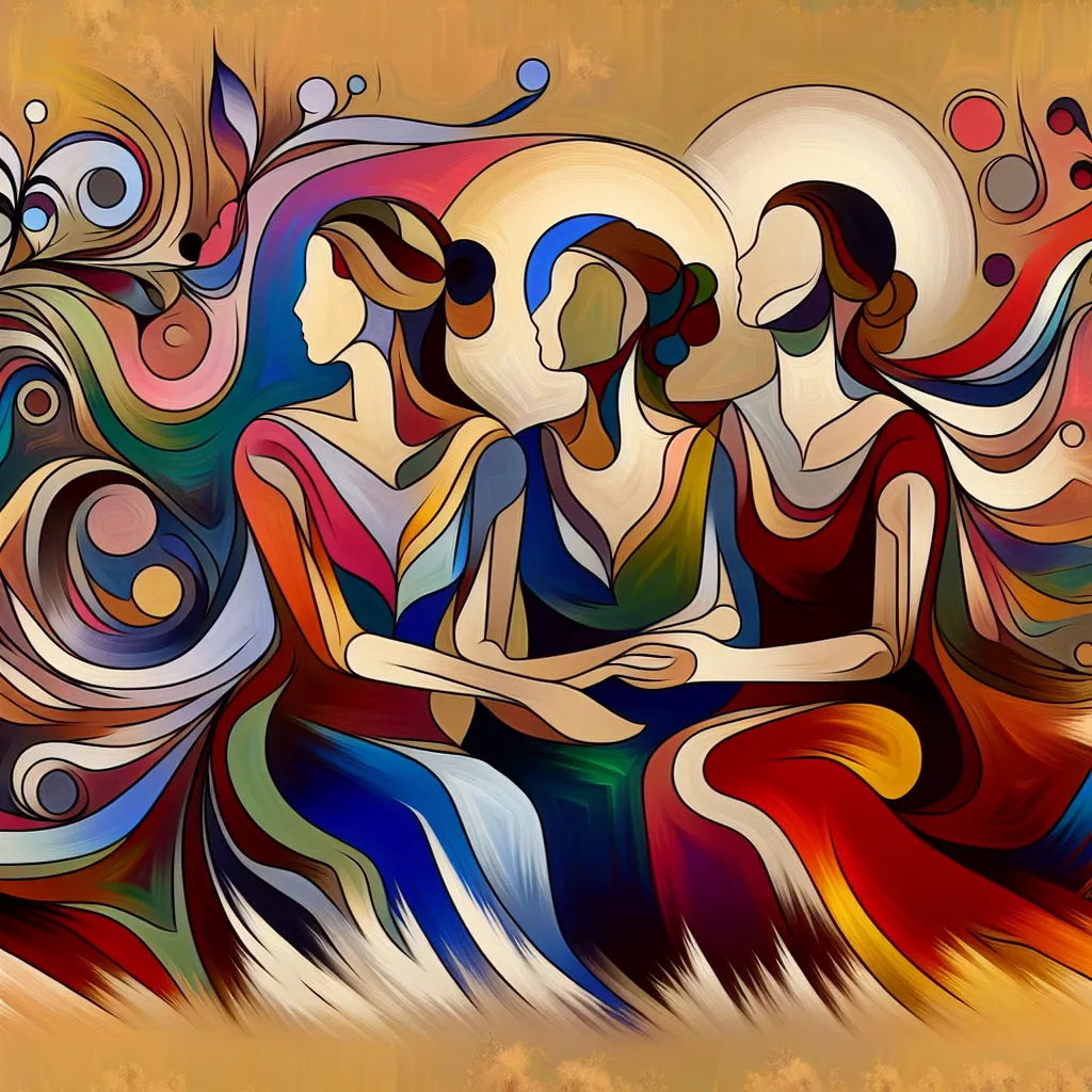 Sister, Wedding, Support, Mix-up, Acceptance in an abstract style