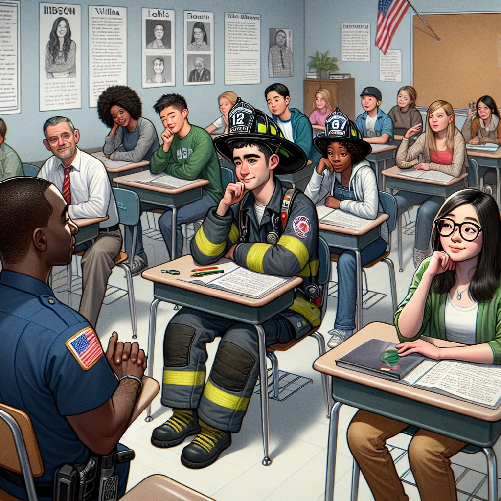 **Title: The Class of Contrasts**

In a typical American high school classroom filled with the chatter and laughter of students, Mike sat at his desk, daydreaming about his future as a firefighter. His girlfriend, Emily, always up for fun, was planning their weekend adventures, while the rest of the class buzzed with excitement. In stark contrast was Lydia, the class intellectual, who wore oversized nerd glasses that seemed to magnify her incessant focus on grades. 

Every day, Lydia swept into 