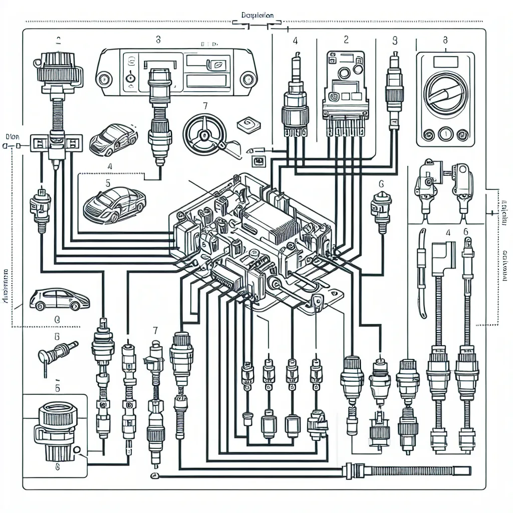 Illustration of a detailed wiring and assembly diagram for electrical components, highlighting connections and labels for easy understanding.