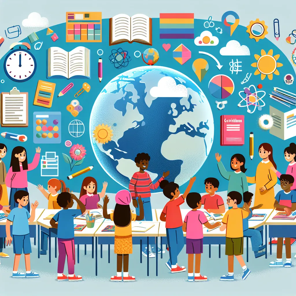 Illustration of students engaged in a vibrant classroom, showcasing diverse learning materials and activities that reflect the transition from NCS to CAPS curriculum.