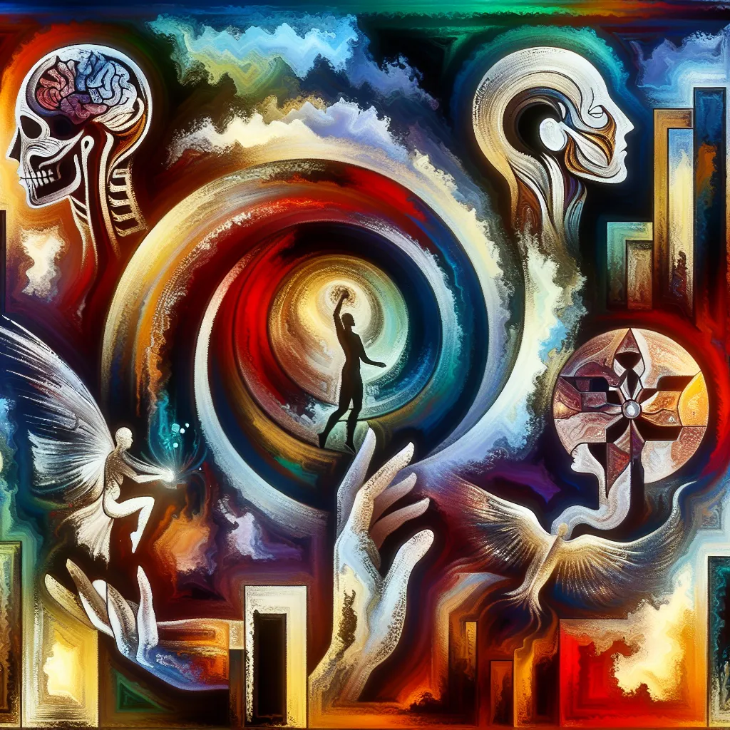 Transformation, Lucifer, Hazbin, Demons, Immortal in an abstract style