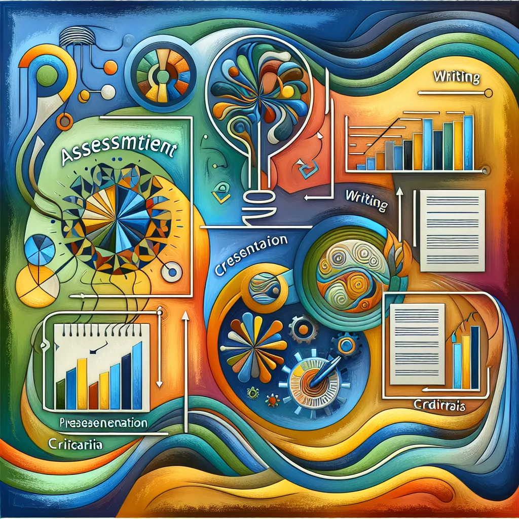 Assessment, Writing, Presentation, Criteria, Evaluation in an abstract style
