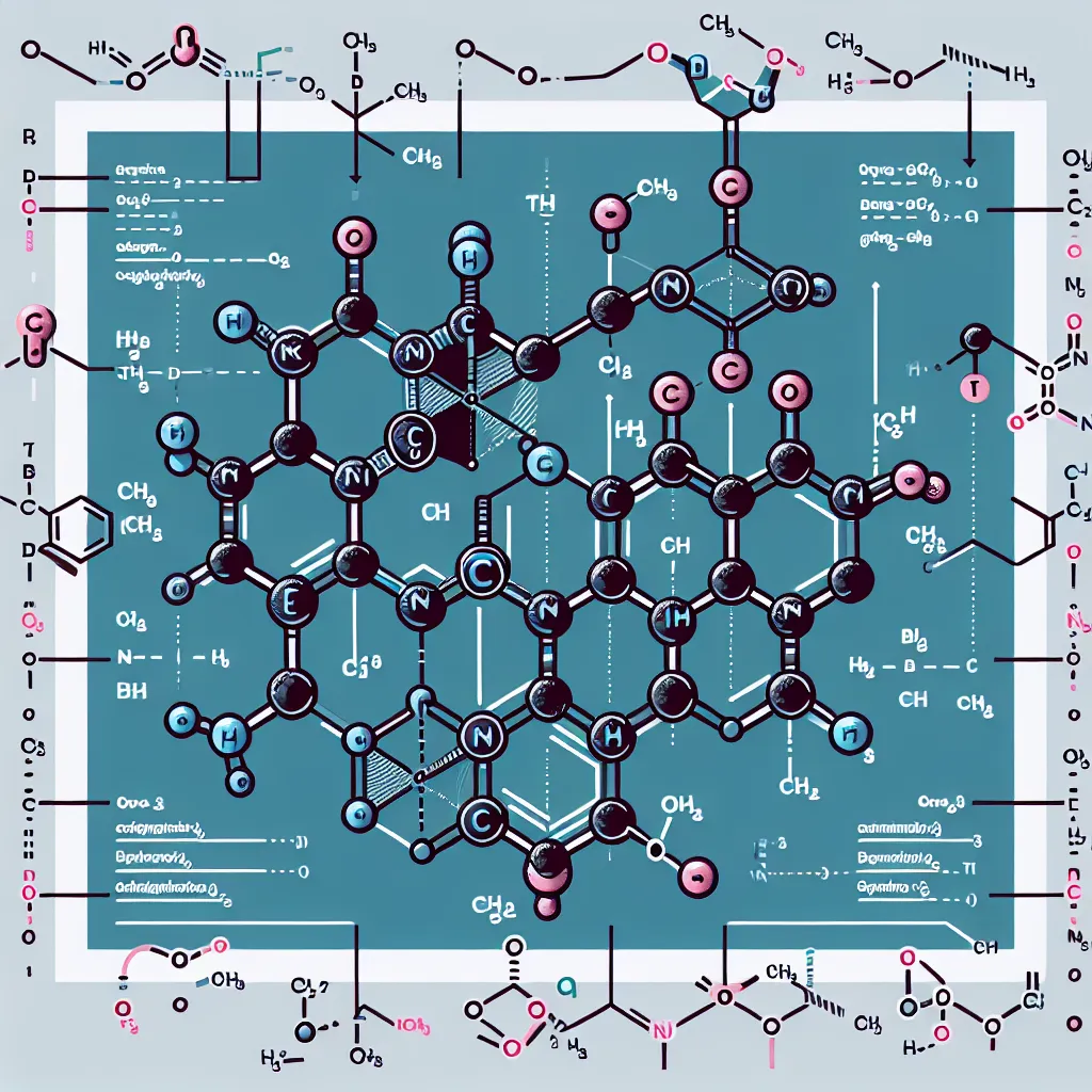 Illustration of a chemical structure diagram for acetophenone with labeled atoms and bonds.