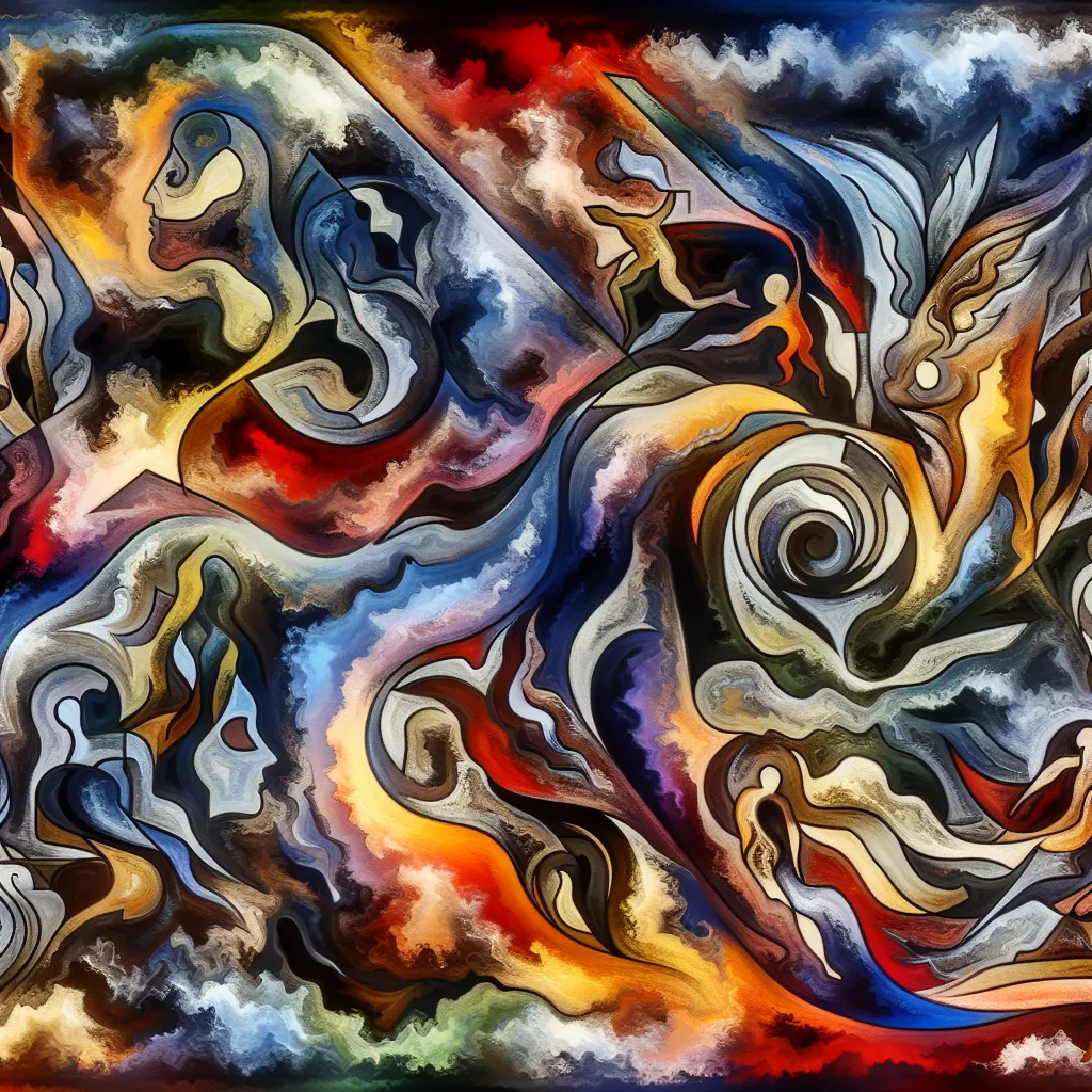 Transformation, Lucifer, Hazbin, Hell, Son in an abstract style