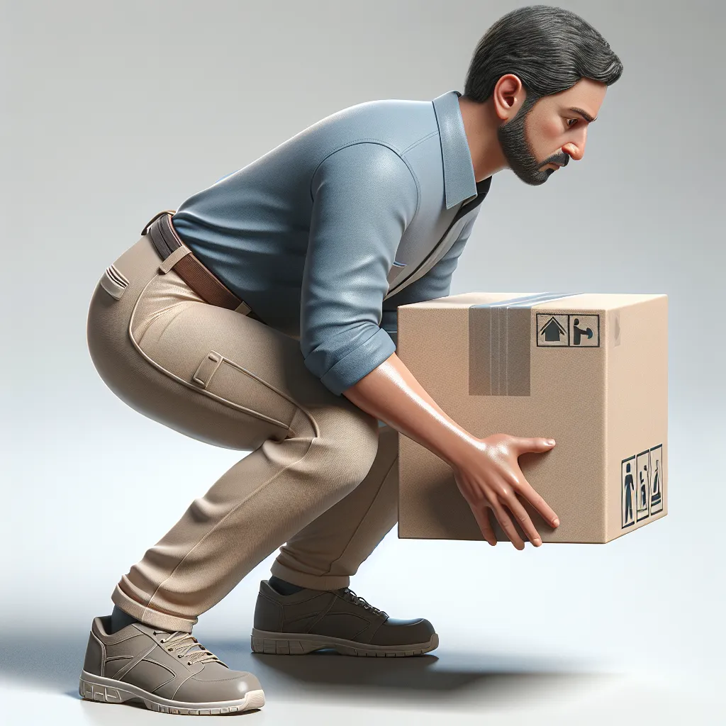 Image of a person lifting a box from waist height, showcasing proper ergonomic techniques for safe lifting.