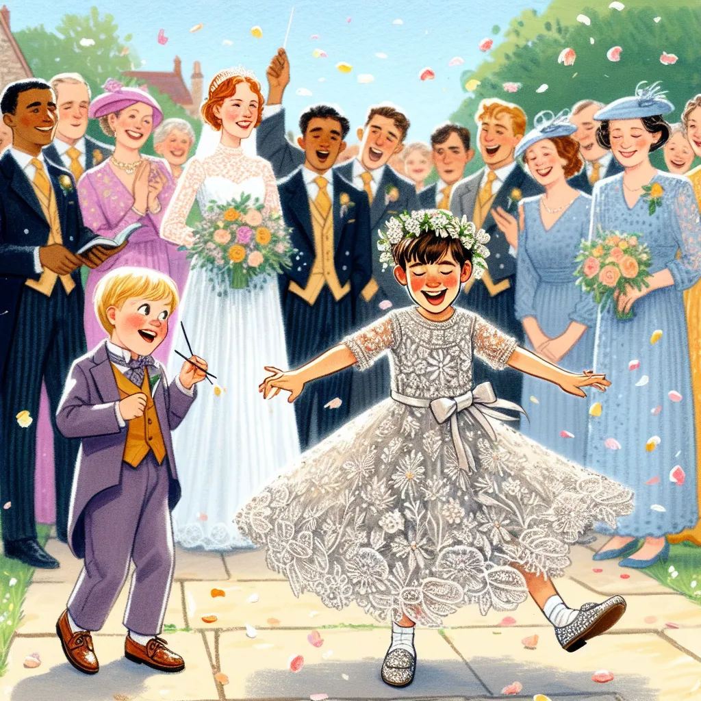 **Title: The Unexpected Flowergirl**

Once upon a time, a young boy named Jamie found himself buzzing with excitement as he attended his older brother’s wedding. The sun was shining, and the air was filled with love and celebration. However, amidst the joyful chaos, Jamie overheard a hushed conversation between his mother and brother. They were worried; the flowergirl was sick and wouldn’t be able to attend.

Feeling a spark of courage, Jamie approached his brother. “I can be the flowergirl!” he
