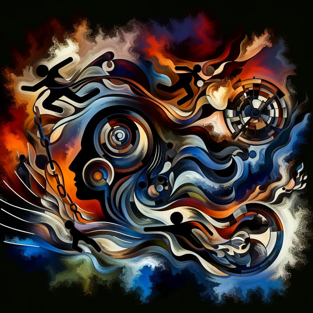 Captured, Abilities, Loss, Criminal, Escape in an abstract style