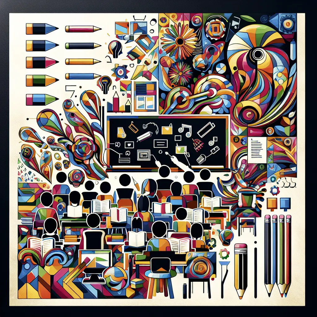 Classroom, Print, Learning, Environment, Materials in an abstract style