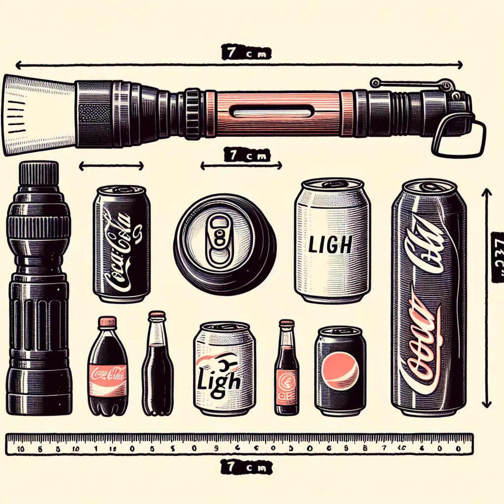 An illustration comparing a 17 cm girth to common objects, like a thick flashlight or a soda can, to provide visual context.