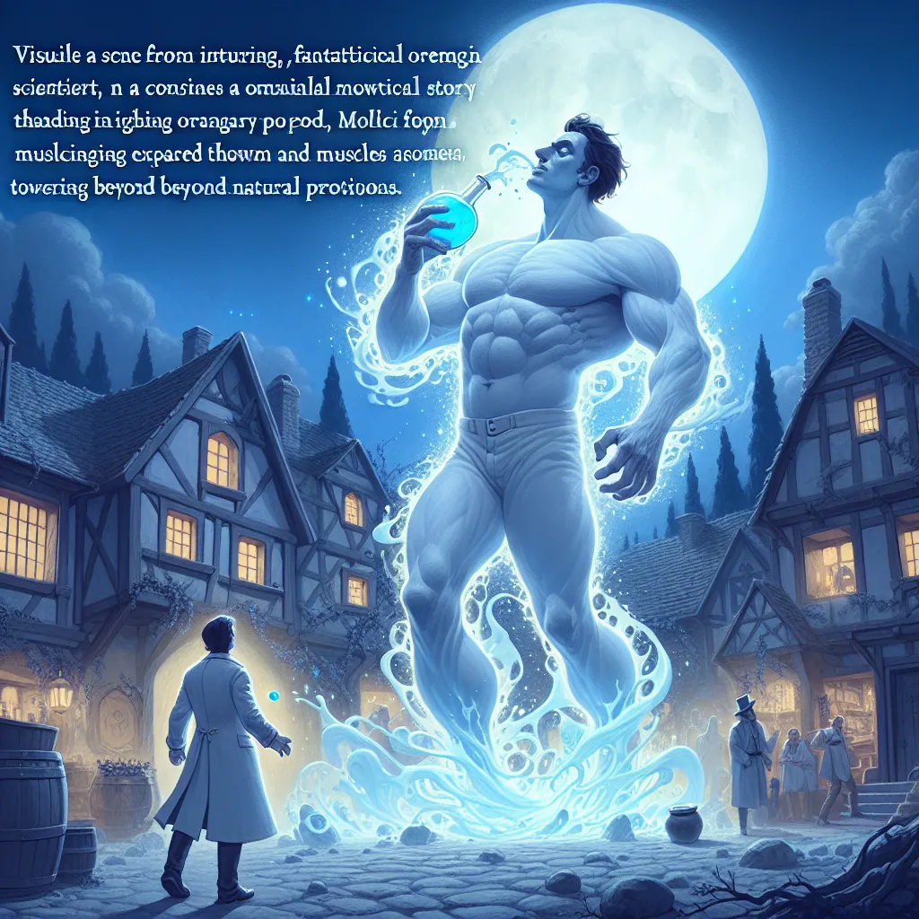 Sure! Here’s a short body inflation-themed story inspired by the style you might find from a user like Luther V. Kane:

---

**The Mysterious Potion**

In a small, forgotten town, nestled between barren hills and whispering forests, lived a curious scientist named Dr. Felix Everhart. His obsession with the human body’s potential led him down a path of experimentation that was both fascinating and perilous. One fateful night, he stumbled upon an ancient alchemical book tucked away in his mentor’s
