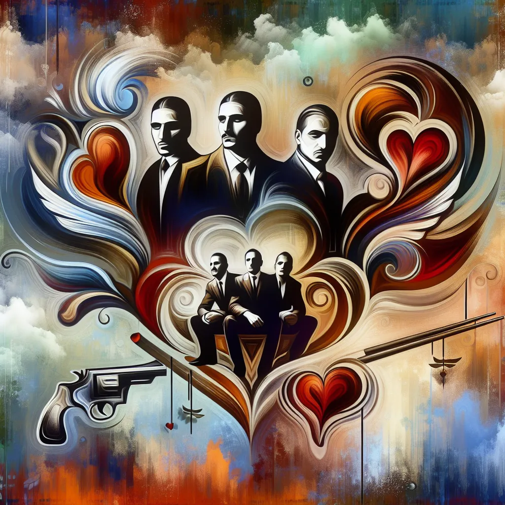 Hermanos, Mafia, Amor, Rivalidad, Conflicto in an abstract style