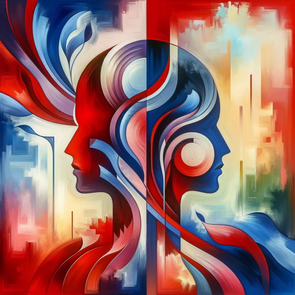 Final, Alternativo, David, Mia, Celos in an abstract style