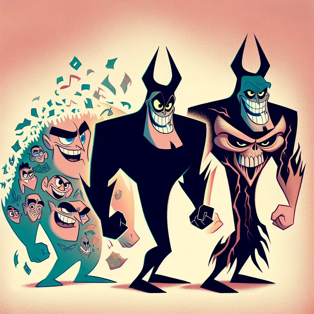 Transformation, Lucifer, Hazbin, Cartoon, Identity in an abstract style