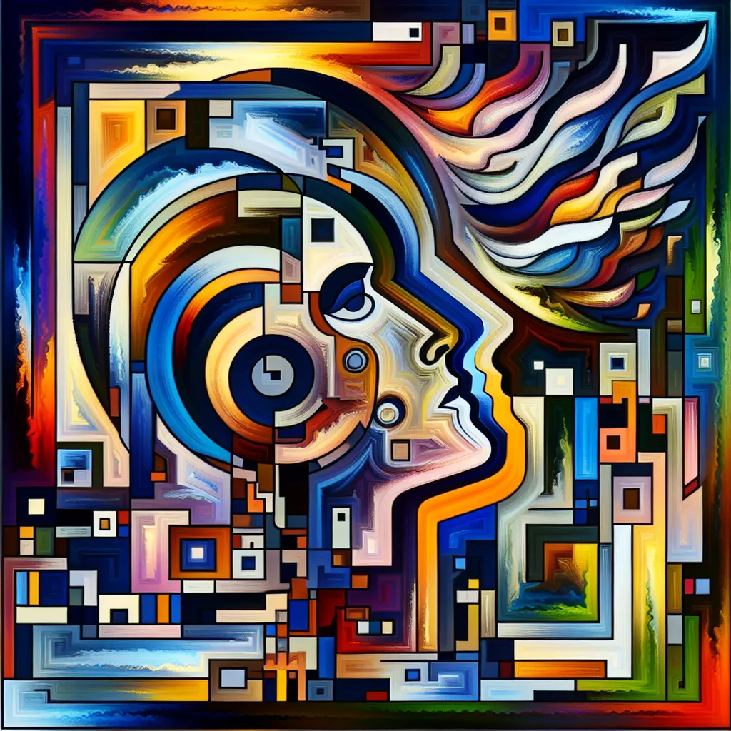 Transformation, Lucifer, Hell, Identity, Immortality in an abstract style