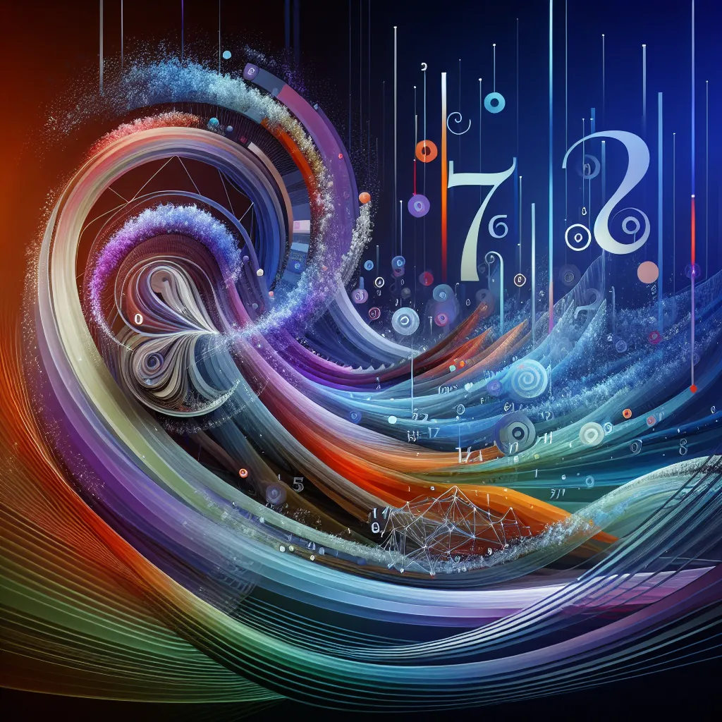 To depict the 71st term in the given sequence, create an abstract digital art piece that visually represents the concept of numbers and sequences, incorporating flowing lines and shapes that symbolize growth and complexity. Use vibrant colors to evoke a sense of dynamism and transformation, with the numeral "7137437912" prominently featured in the center.