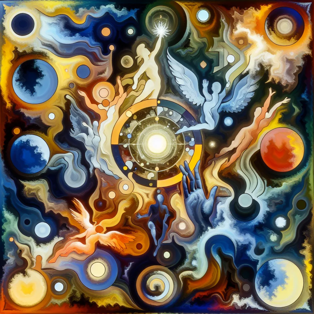 Transformation, Lucifer, Hazbin, Angels, Immortal in an abstract style