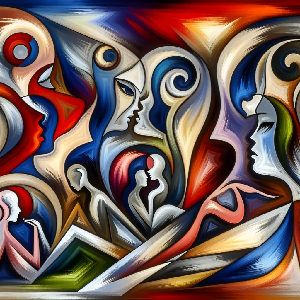 Drama, Amor, Traición, Celos, Conflicto in an abstract style