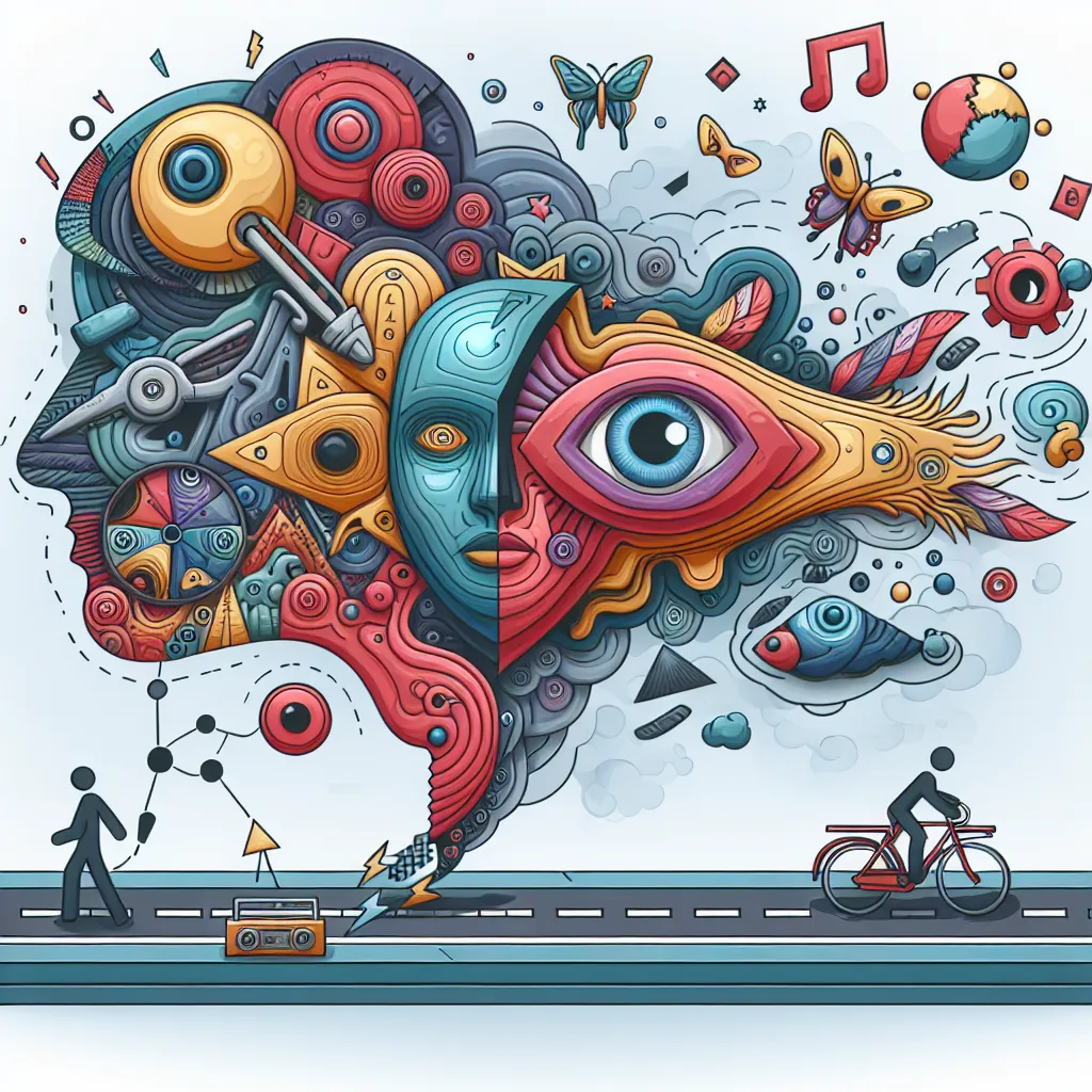 Transformation, Vox, Unconscious, Memories, Cartoon in an abstract style