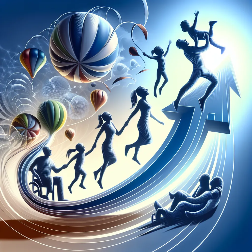 Inflation, Family, Fun, Transformation, Happiness in an abstract style