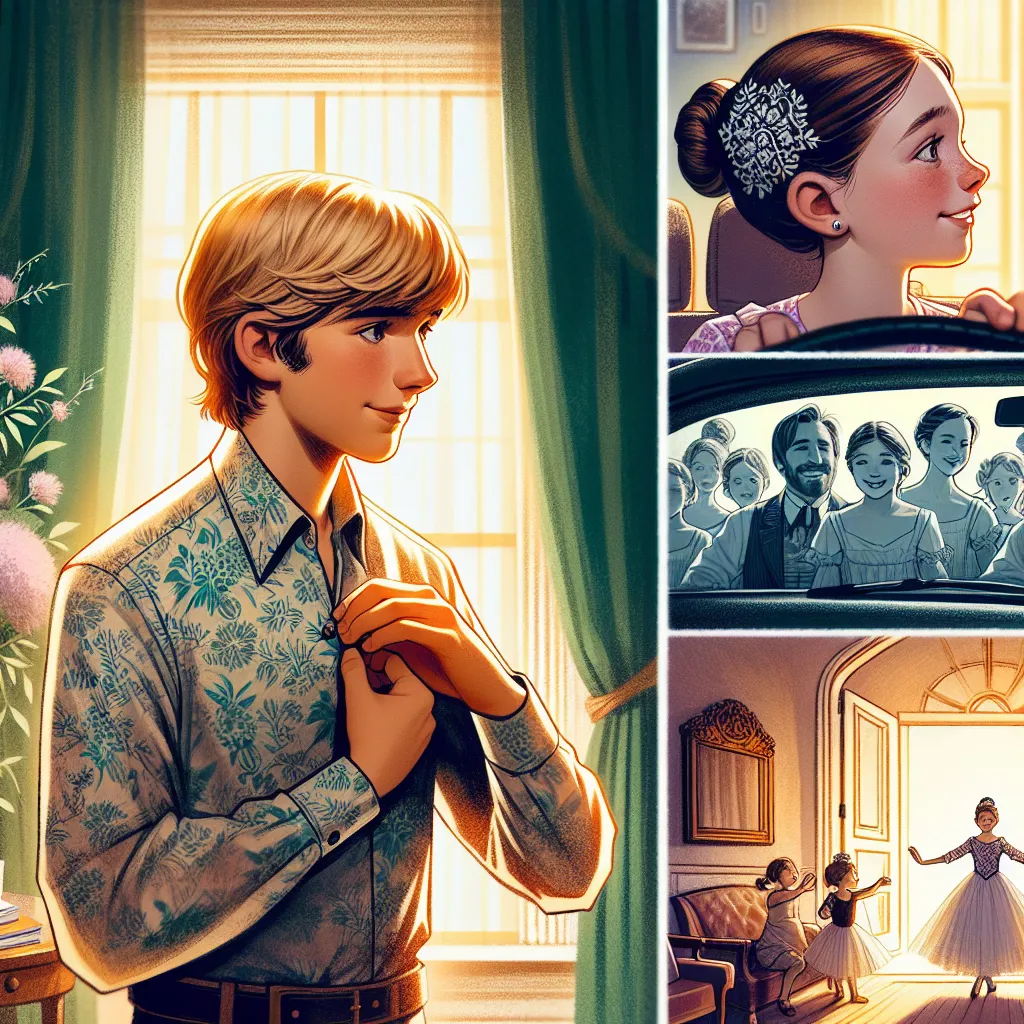 **Title: Max's Ballet Adventure**

Sixteen-year-old Max sat alone in his cozy living room, the sunlight streaming through the window. Though he was short for his age, standing at the same height as his five-year-old sister, his playful spirit often overshadowed his stature. His medium-length blonde hair framed his soft facial features, giving him a certain adorableness that even his age couldn’t dim.

With his little sister out for the day, he decided to have some fun. He spotted her sparkling w